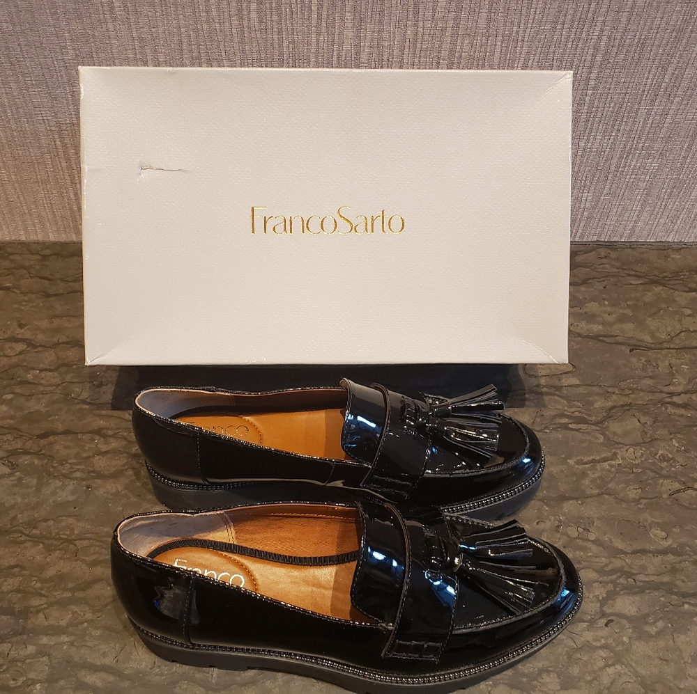 FRANCO SARTO NEW IN BOX BLACK PLATFORM LOAFERS